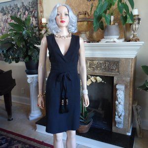 Gucci Black V Neck Sheath Dress w/Waist-Bamboo Tassel Tie Detail Size IT 40 US 4